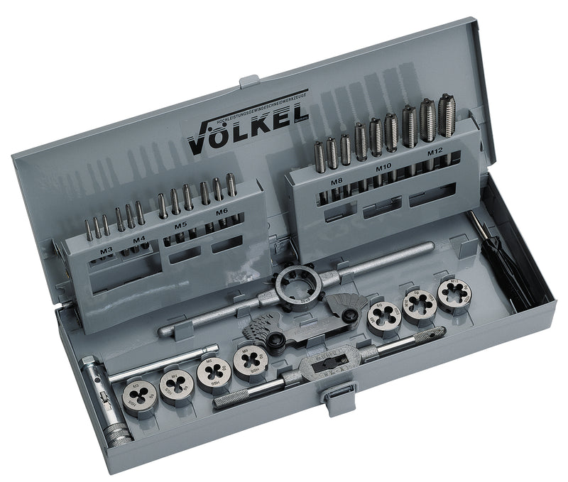49501, VOLKEL, Tap & Die Set P.V. 12, HSS-G DIN, M 3 - 12