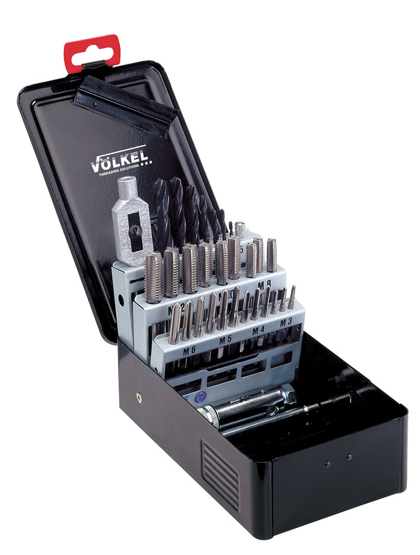49510, VOLKEL, Tap & Die Set P.V. 22, HSS-G DIN (without holding tools), M 3 - 12