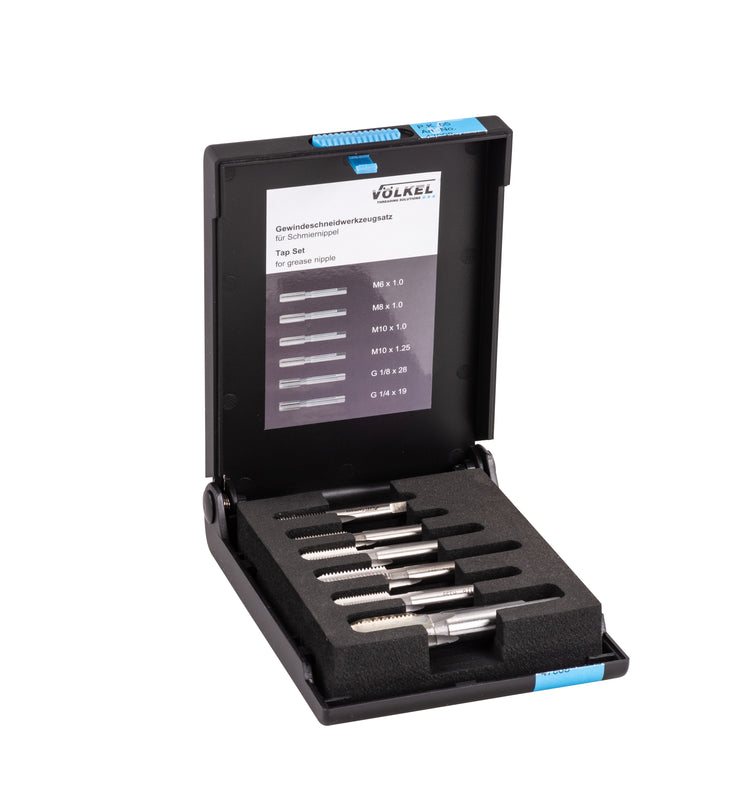 47008, VOLKEL, Tap & Die Set P.K. 65, HSS-G DIN, M6-M8x1-M10x1-M10x1.25-G1/8-G1/4