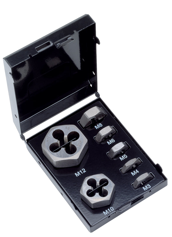 49530, VOLKEL, Hex Die Nut Set, DIN 382 HSS-G, UNC 1/4 - 1/2